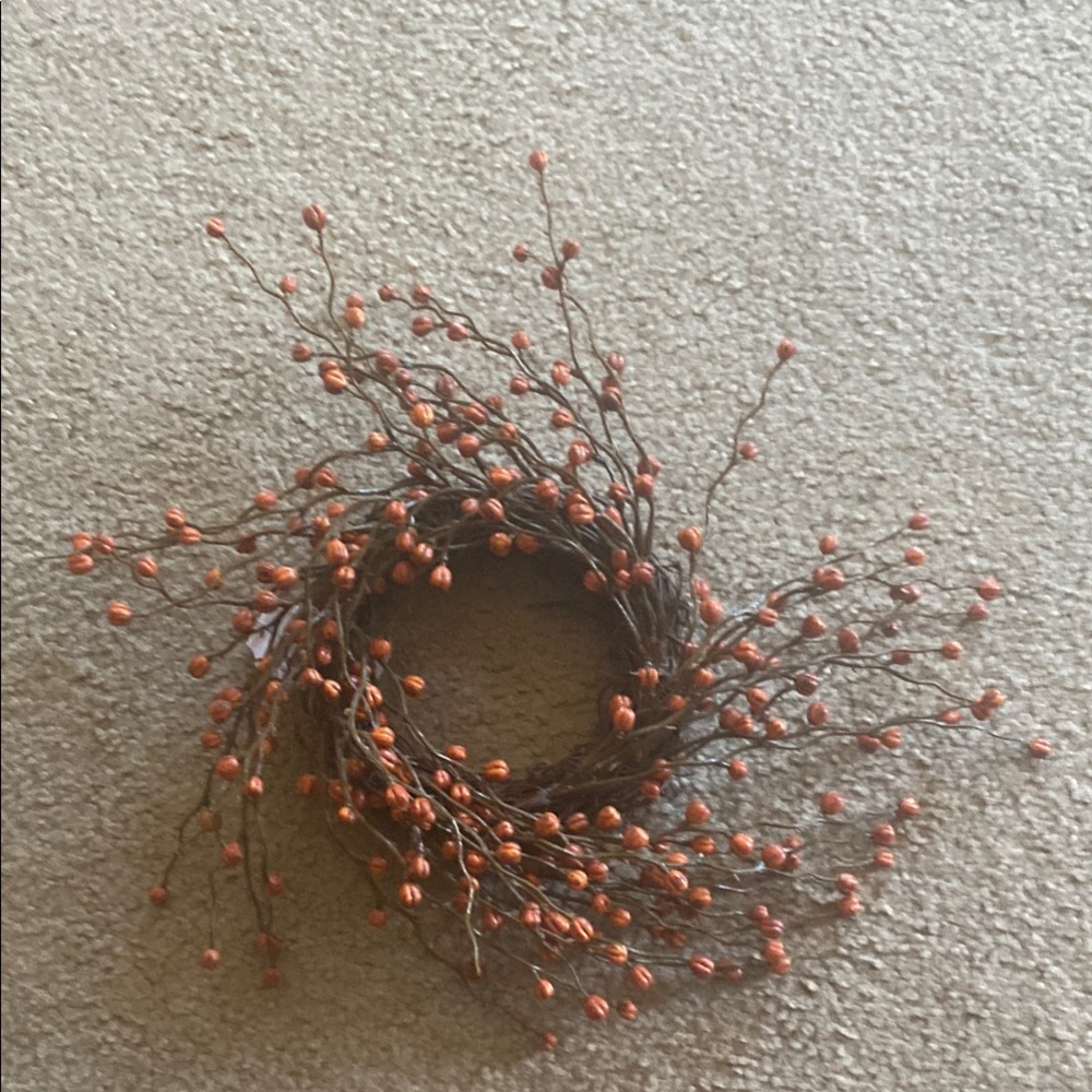 Faux Floral Orange and Brown Accent Wreath